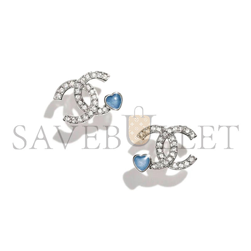 Ch**el rhinestone double c heart earrings abf526